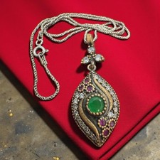 Emerald Ruby Crystal Sterling