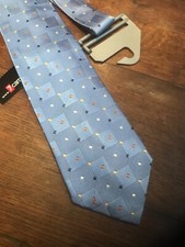 7CAMICIE  Silk Tie Sky Blue/Multicolour Squares NEW