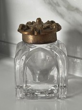Vintage Cast Bronze & Glass Ink Bottle Circa 1850`s Mid-19th Century