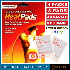SELF ADHESIVE HEAT PADS MUSCLE BACK JOINT PAIN RELIEF DEEP HEAT PATCHES 4 x 2PK 