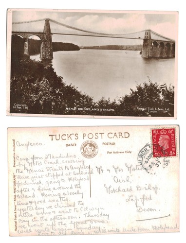 Vintage postcard menai - vintage,