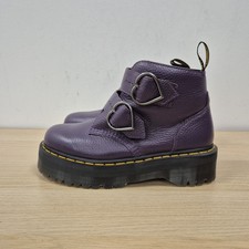 Dr Martens Devon Heart Purple Leather Quad Platform Chunky Boots Size Uk 7