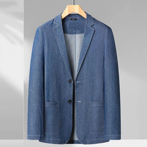 Men denim sport coat - denim,