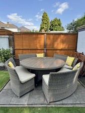 Grey Rattan Outdoor Table and Chairs Seats 8-12 People Garden Furniture Set