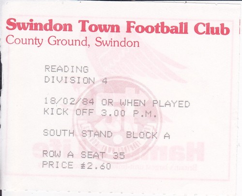 Swindon town reading ticket - v,