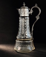 Antique Cut Glass Jug Pewter