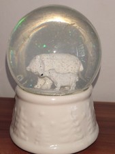 Liberty London White Ceramic Glass Polar Bear Snow dome Snowglobe - Christmas