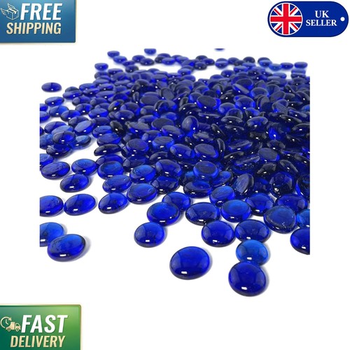 180pcs blue glass pebbles - blue,
