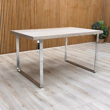 Fabb ‘Hollywood’ Marble Effect Solid Oak 140cm Fixed Dining Table with Metal Leg