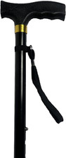 Deluxe Plain Black Durable Ladies Mens Adjustable Walking Stick Cane 