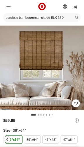 Cordless bamboo shade - bamboo, 36"