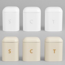 Salter 3 Piece Canister Set Tea Coffee Sugar Storage Jars–Ice White&Pebble