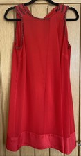 Coast Red Dress with Tie Neck and Black Studs Size 14 NEW