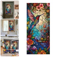 Window Film Floral Birds Privacy Stained Cling Static Glass Sticker No-Glue Film