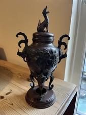 Antique Bronze Koro Censer, Incense Burner Decorated With Foo Dog And Immortals