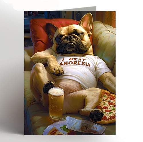 French bulldog birthday card - french,