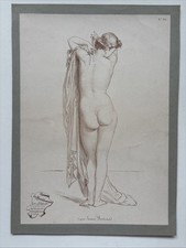 Antique French Academic Female Nude After James Bertrand  by F. Grellet, Paris