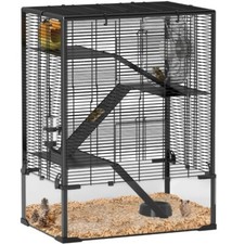 PawHut 4 Tiers Hamster Pet Cage with Deep Tempered Glass Bottom 60 x 40 x 80cm