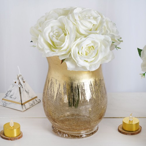 Gold tall crackle glass - 8",