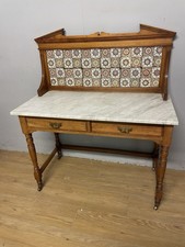 Victorian satin walnut marble topped washstand circa 1880