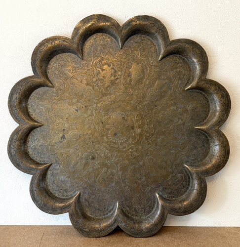 Antique brass indian tray - brass, hand