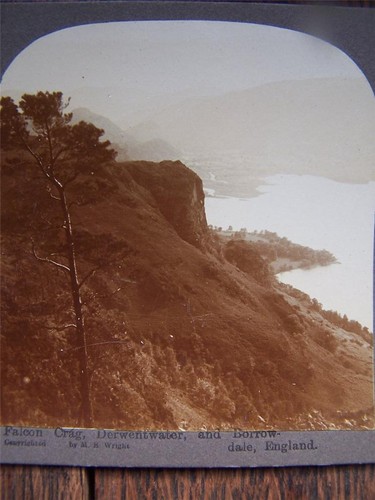 Stereoscopic card falcon crag - card,