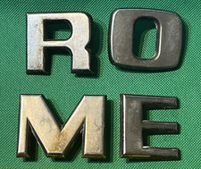 CAR BADGES (METAL) " R O M E "  LETTERS (ALL REAR POSTS INTACT) - 50MM TALL
