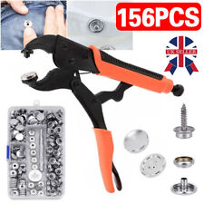 156Pcs Heavy Duty Snap Fasteners Pliers Press Studs Kit +Leather Button Tool GB