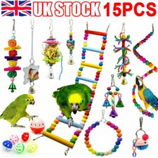 15X Parrot Toys Metal Rope Small Ladder Stand Budgie Cockatiel Cage Bird Toy Set