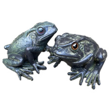 2Pc Green Resin Frog Statues