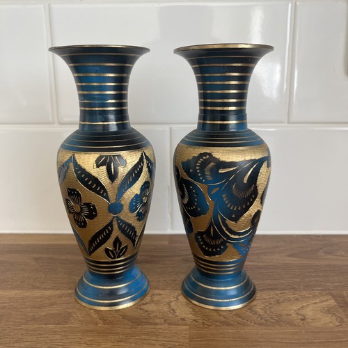Pair vintage brass bud - of,