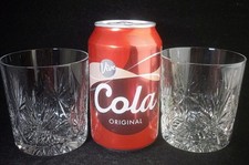 Pair Edinburgh Crystal STAR OF EDINBURGH Whisky Tumbler Glasses 3.25"h (signed)