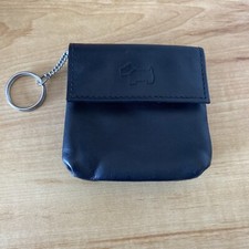 Radley - Black Leather Double Pocket Lined Coin Pouch with Keyring