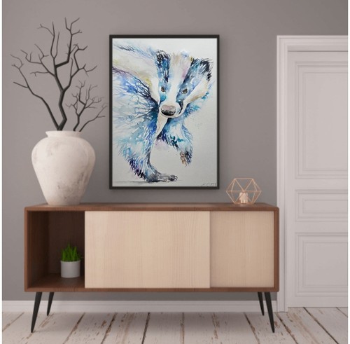 Original badger watercolour - badger,
