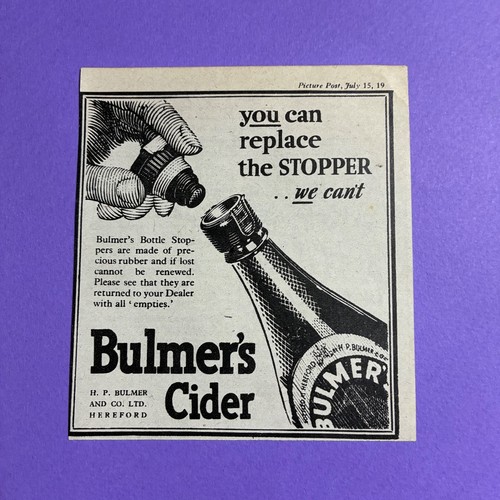 Bulmers cider 1944 - ad, original