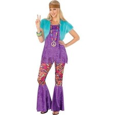 WOMANS GROOVY GIRL HIPPIE HIPPY CHIC 1960'S 1970'S FANCY DRESS COSTUME OUTFIT