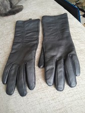 Red Herring Silver Grey Leather Longer Length Gloves Size Medium