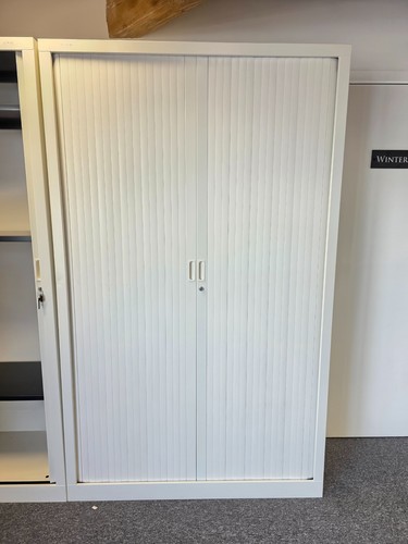 White tambour office storage - white,
