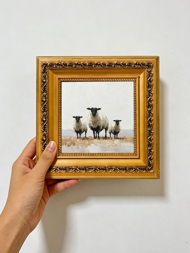 Sheep family meadow - family, oil