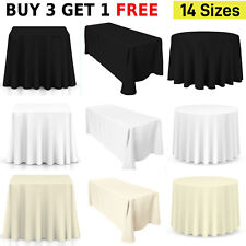 White Ivory Black Polyester TABLE COVER CLOTH Round Rectangle Wedding Tablecloth