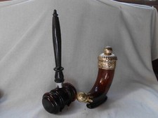 VINTAGE AVON MENS AFTERSHAVE BOTTLES ~ GAVEL HAMMER + VIKING HORN (2)