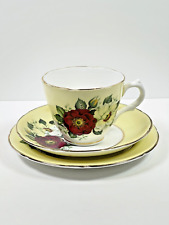 Mancourt Bone China - Tea, Coffee Cup, Saucer & Side Plate, Yellow Floral Design
