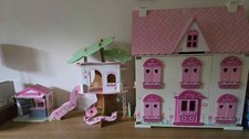 Rosebud Dolls house, tree house, shop and accessories VGC
