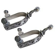2x Horse Spurs Western Cowboy Spurs Hand Engraved Anti Rust Horse Boot Spurs for