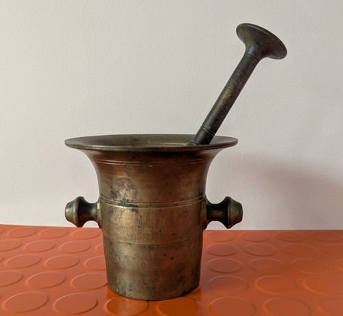 Vintage brass indian mortar - indian,