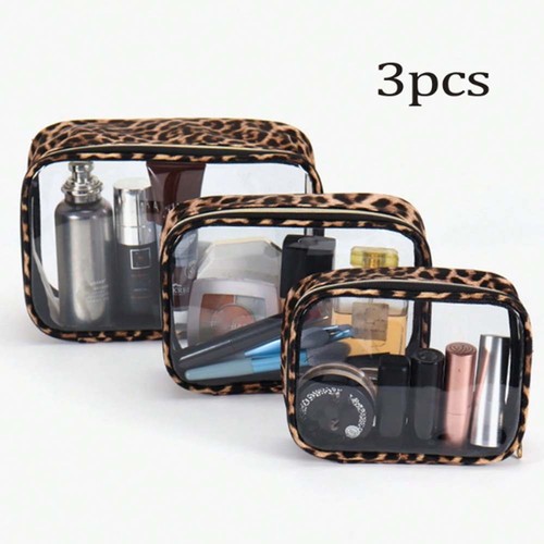 3pc transparent travel bag - transparent,