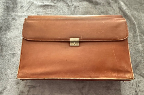 Vintage leather briefcase - leather,