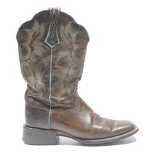 ARIAT Womens Leather Western Ankle Boots Brown UK 4.5 Detailed Stitching