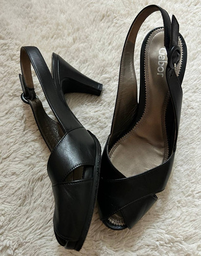 Gabor black leather slingback - gabor,