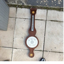 Vintage wooden barometer with - barometer,